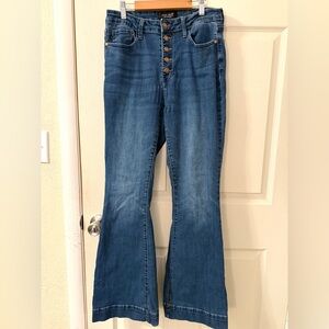 Judy Blue High Rise Trouser Flare, Button Fly Size 11/30